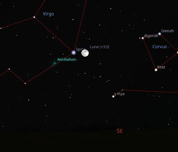 la Lune est proche de l'étoile Spica